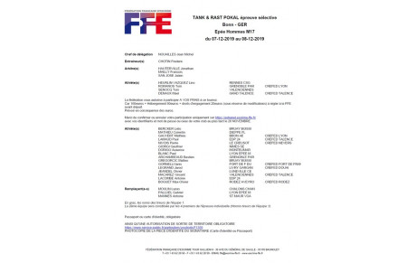 Sélection de Jarod LEGRAND pour Bonn en M17